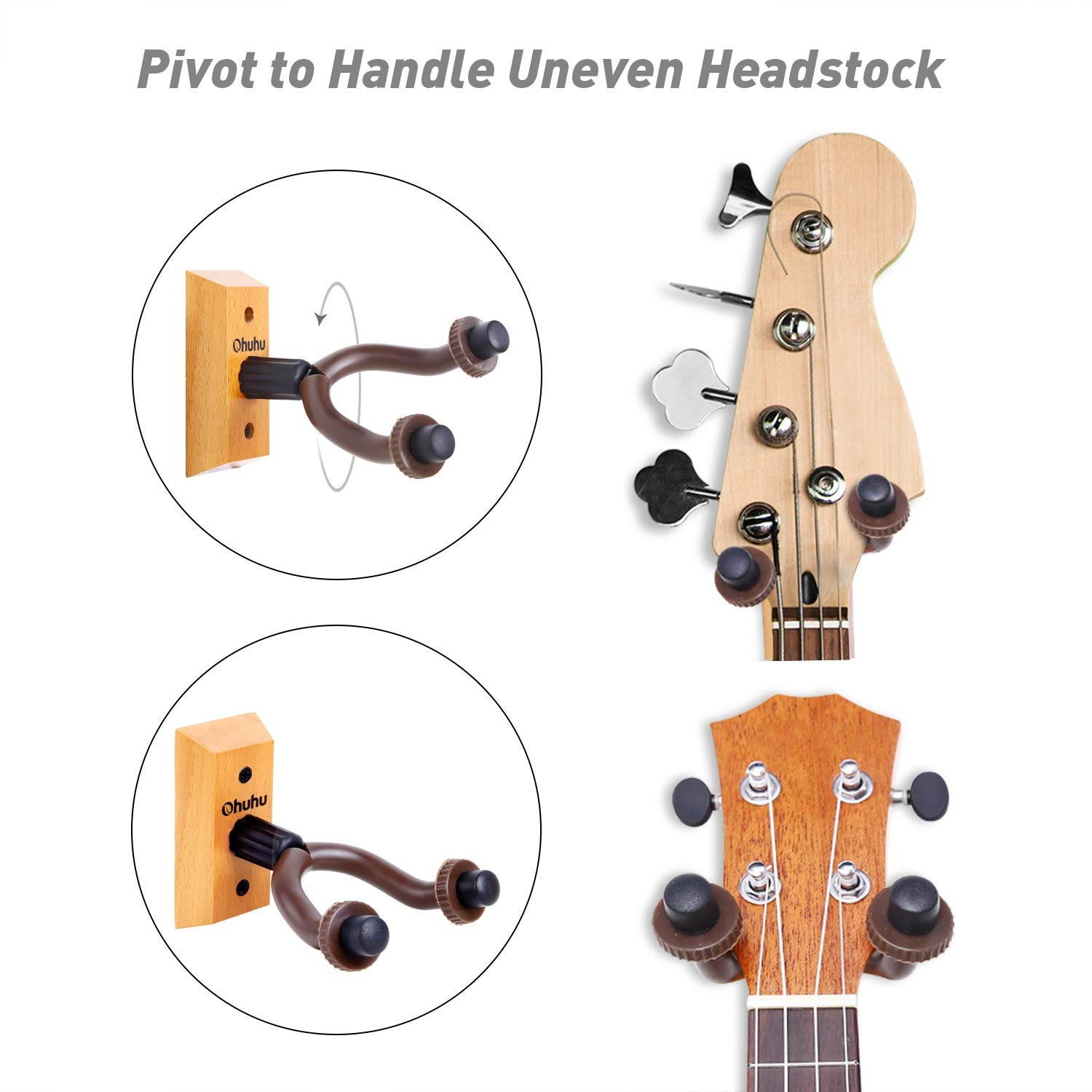 Guitar Wall Mount Hanger 6-Pack, Ohuhu Guitar Hanger Wall Hook Holder Stand for Bass Electric Acoustic Guitar Ukulele