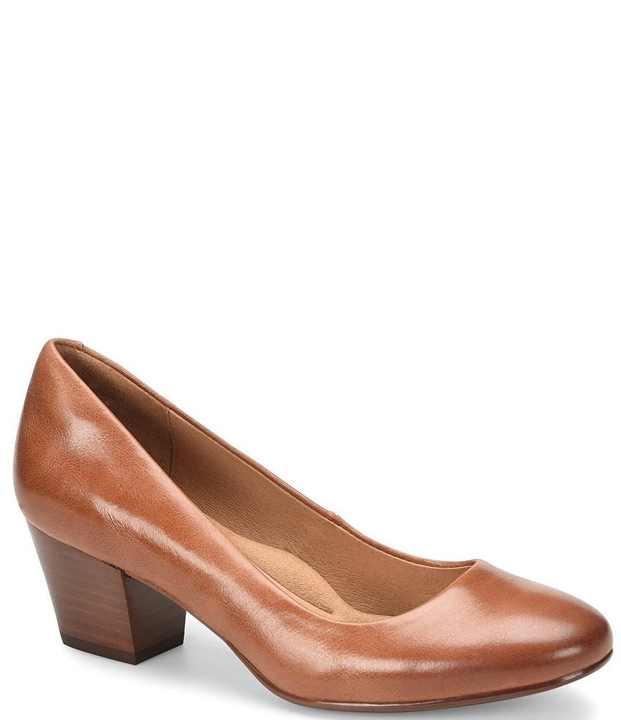 Sofft Lindon Leather Block Heel Pumps