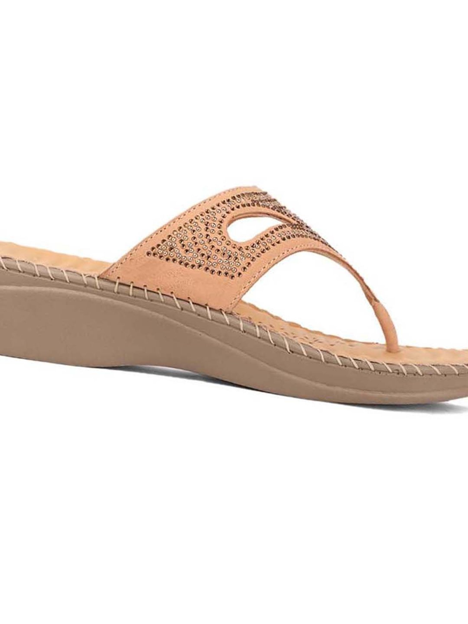 Scholl by Bata Women's Beige Thong Wedges