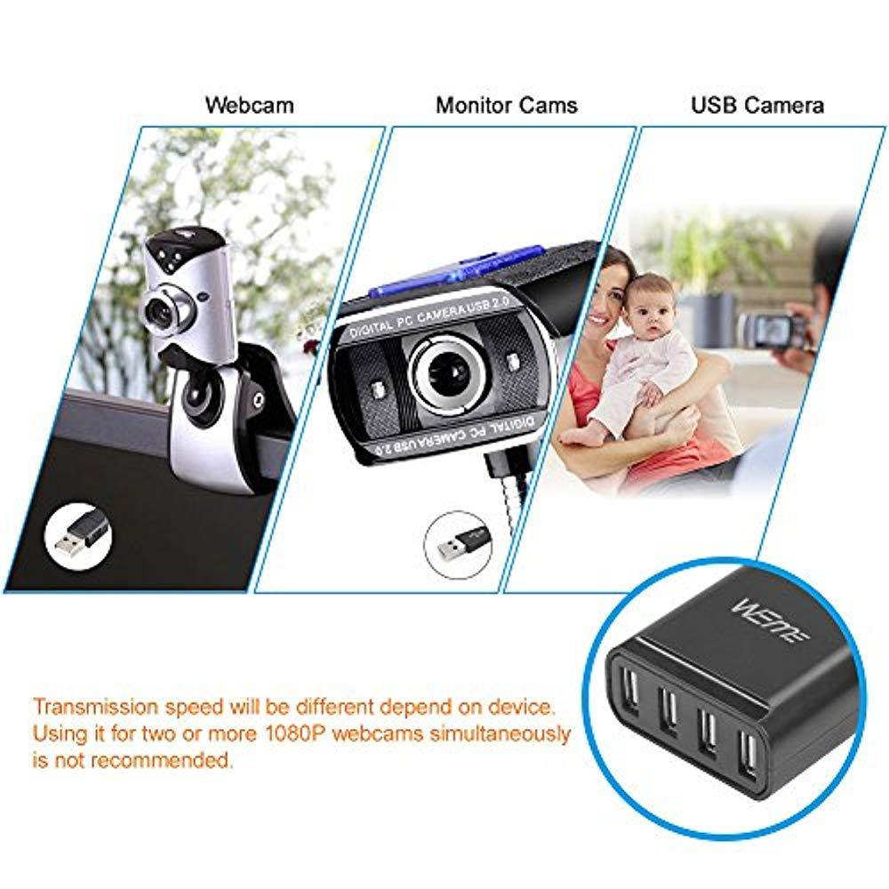 USB Extender, 4-Port USB 2.0 Ethernet Extender Hub Over Cat5/ Cat5e/ Cat6 Cable Connection up to 60Meters/196FT, RJ45 Lan Extension with Power Adapter for Logitech Webcam, Camera, Speakerphone