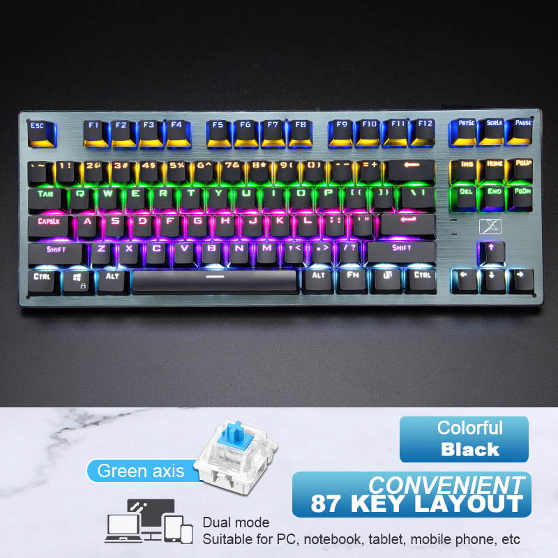 Bluetooth Mechanical Gaming Keyboard with LED Backlit 87 Anti-Ghosting Key Wired/Wireless USB Receiver Rechargeable Keyboard for PC Mac Gamer
