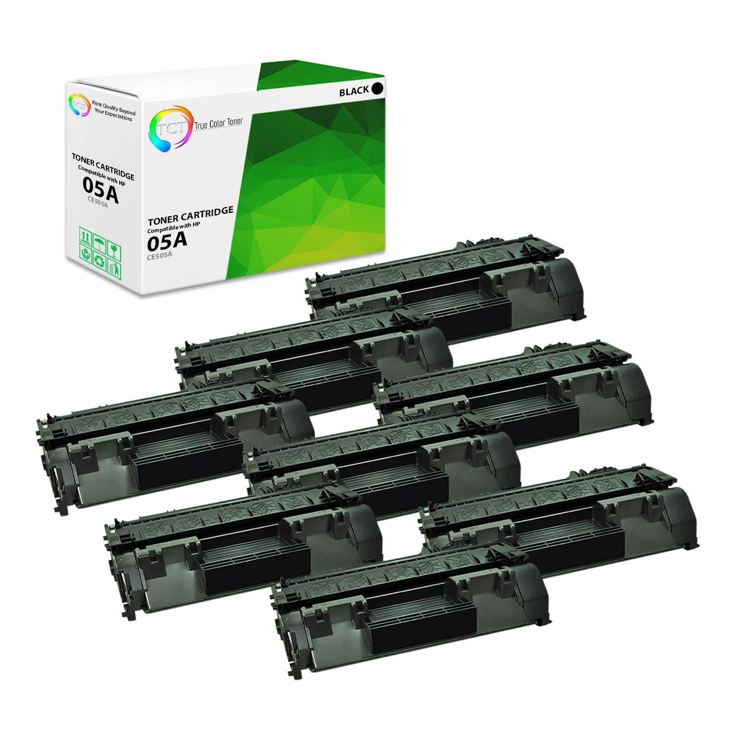 TCT Premium Compatible Toner Cartridge Replacement for HP 05A CE505A Black works with HP LaserJet P2030 P2035 P2035N P2050 P2055D P2055DN P2055X Printers (2,300 Pages) - 2 Pack