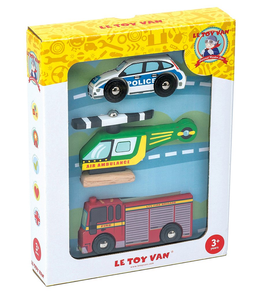 Le Toy Van Trains, Cars & Construction Emergency Vehicles Set