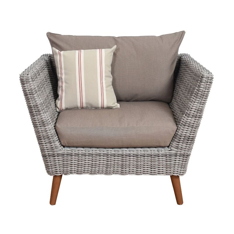 Omer 4pc Wicker Patio Conversation Set - Brown - Amazonia