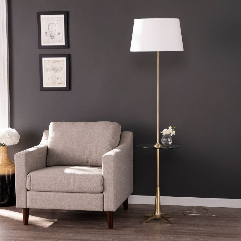 Perglade Floor Lamp with Shelf (Includes Light Bulb) Antique Brass - Southern Enterprises