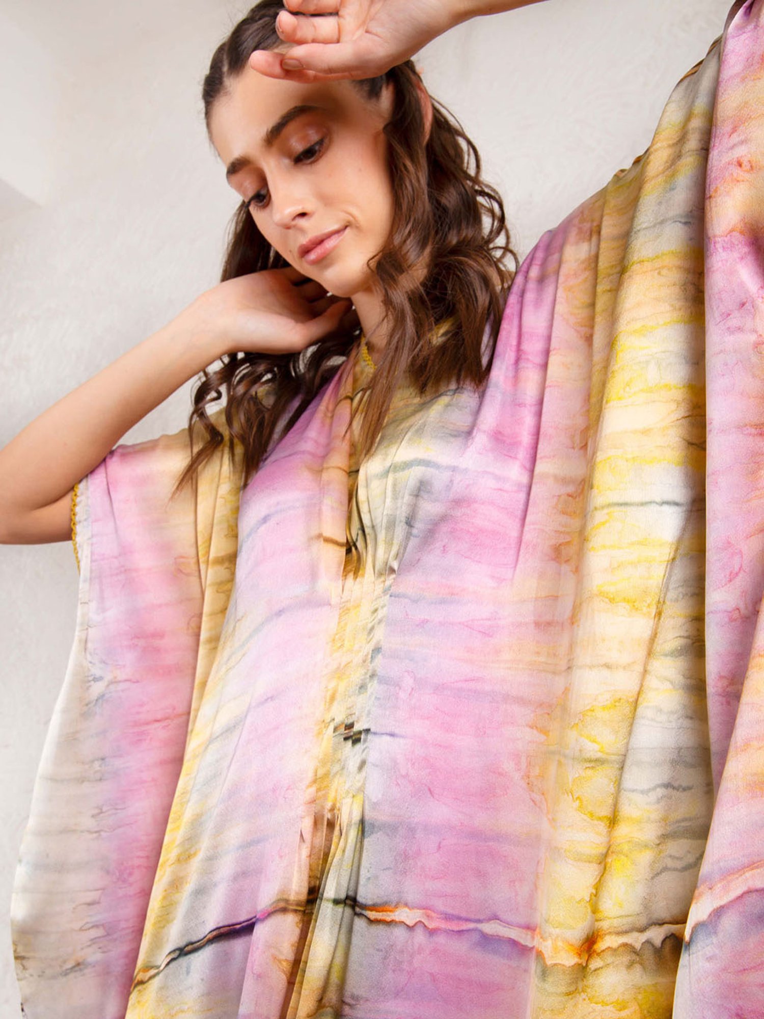 Dusk Attire Multicolor Tint Flow Kaftan