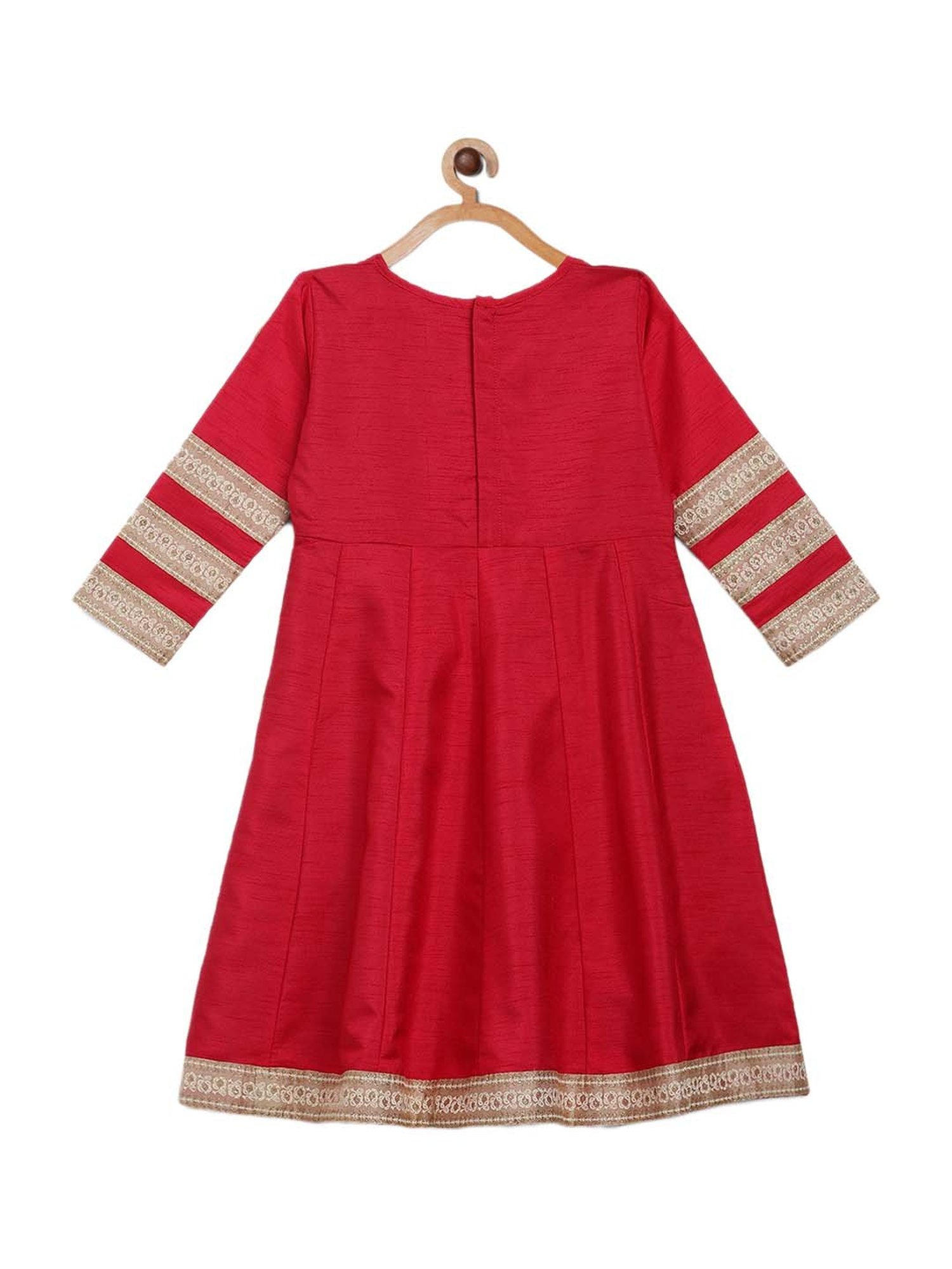 Ahalyaa Kids Red Regular Fit Kurta & Dupatta