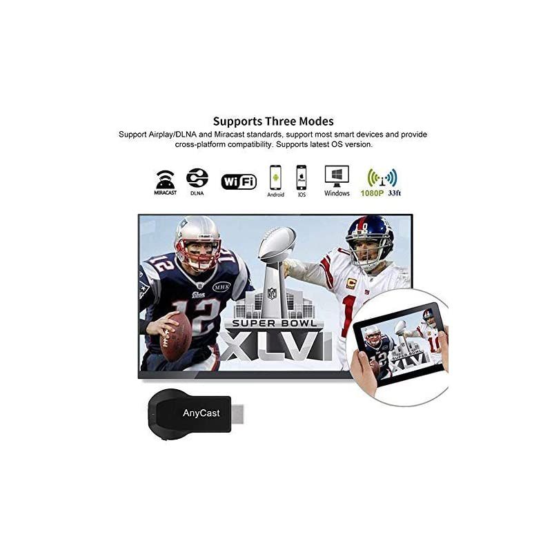 Anycast HDMI Wireless Display Adapter WiFi 1080P Mobile Screen Mirroring Receiver Dongle for iPhone Mac iOS Android to TV Projector Support Miracast Airplay DLNA