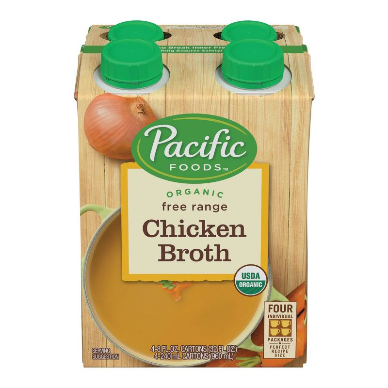 Pacific Foods Organic Free Range Chicken Broth 4ct - 8oz
