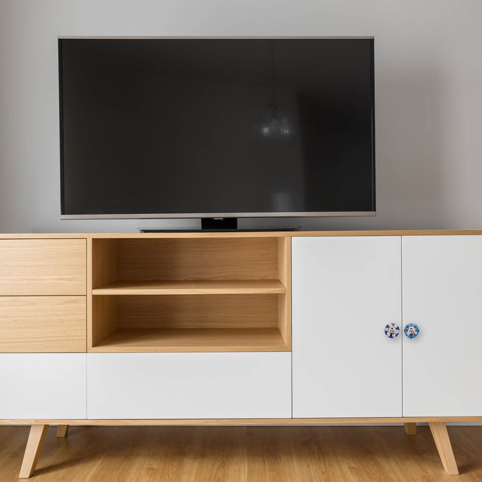 12pcs Round Ceramic Doorknobs Simple Round Cabinet Handle Drawer Knob for Furniture Dorm