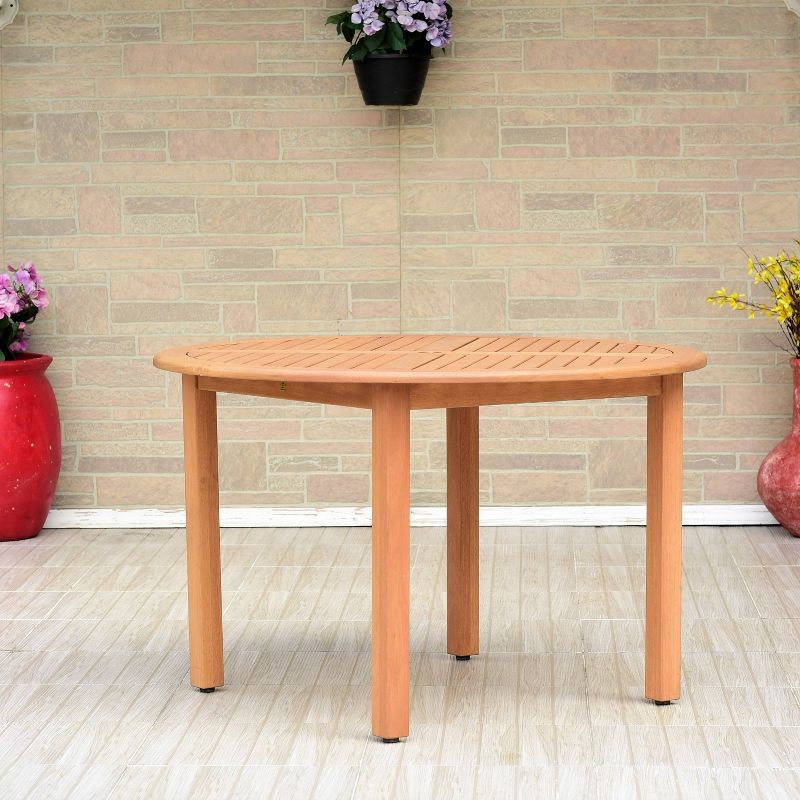 Gables 5pc Teak Finish Round Patio Dining Set - Black  - Amazonia