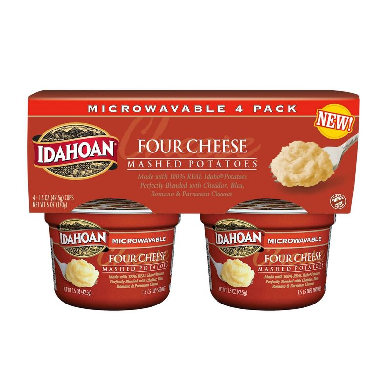 Idahoan Four Cheese Mashed Potato Cups - 6oz/4pk