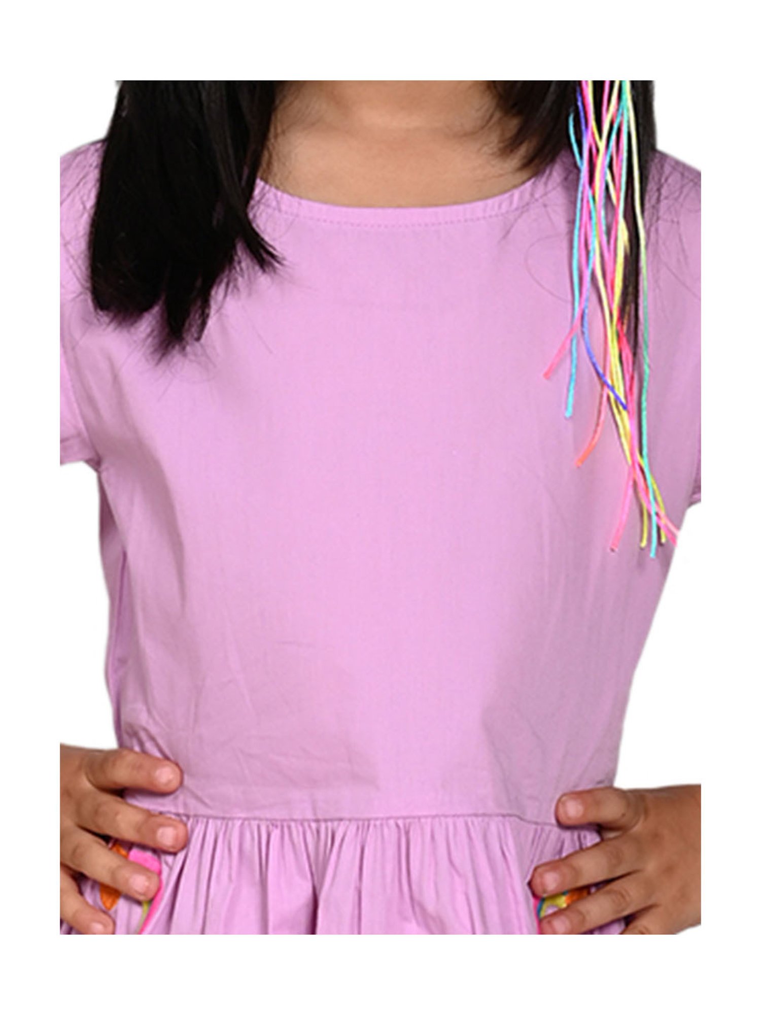 LilPicks Kids Lavender Solid Dress