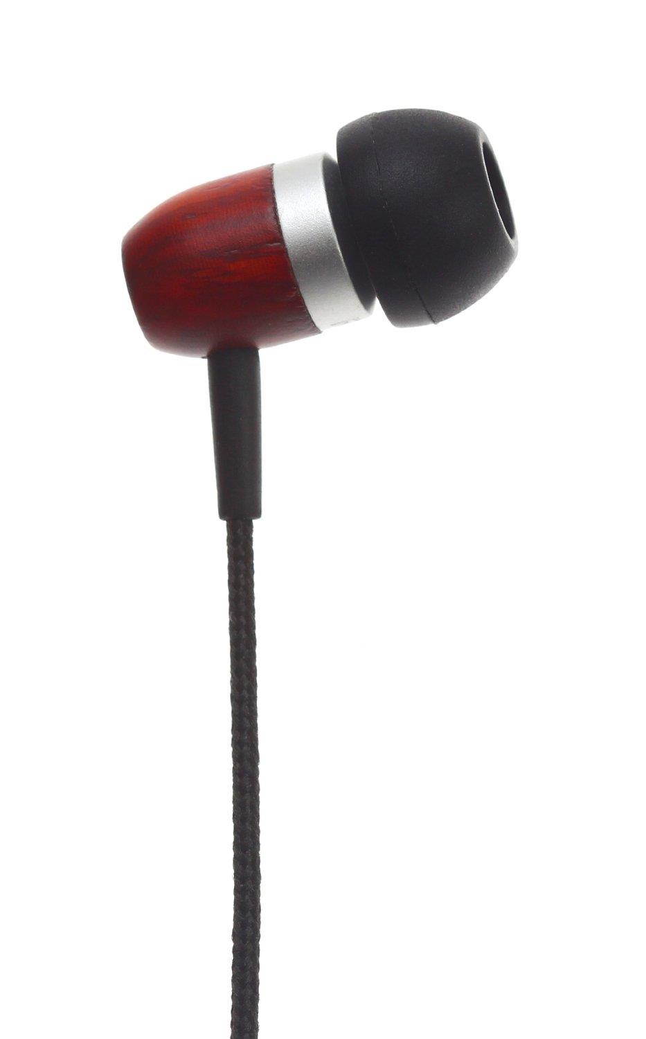 Symphonized GLXY Premium Genuine Wood In-ear Noise-isolating Headphones with Mic and Nylon Cable (Cherry)