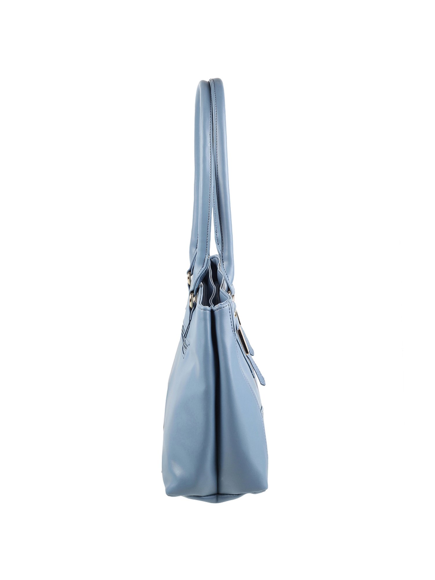 Walkway Light Blue Synthetic Solid Shoulder Handbag