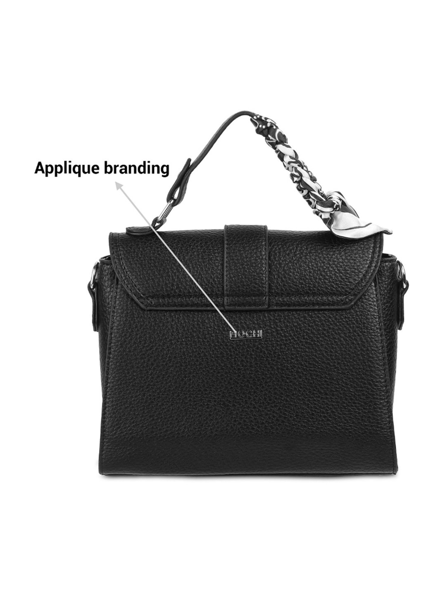 Mochi Black Textured Medium Satchel