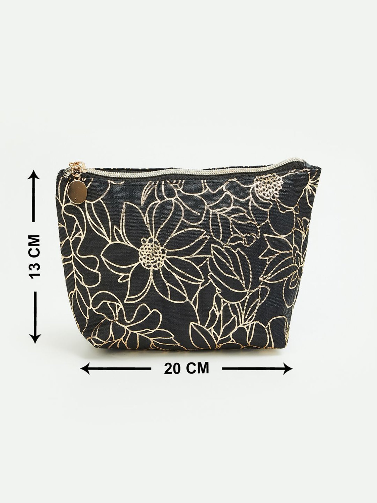 Ginger by Lifestyle Black & Golden Printed Free Size Toiletry Pouch