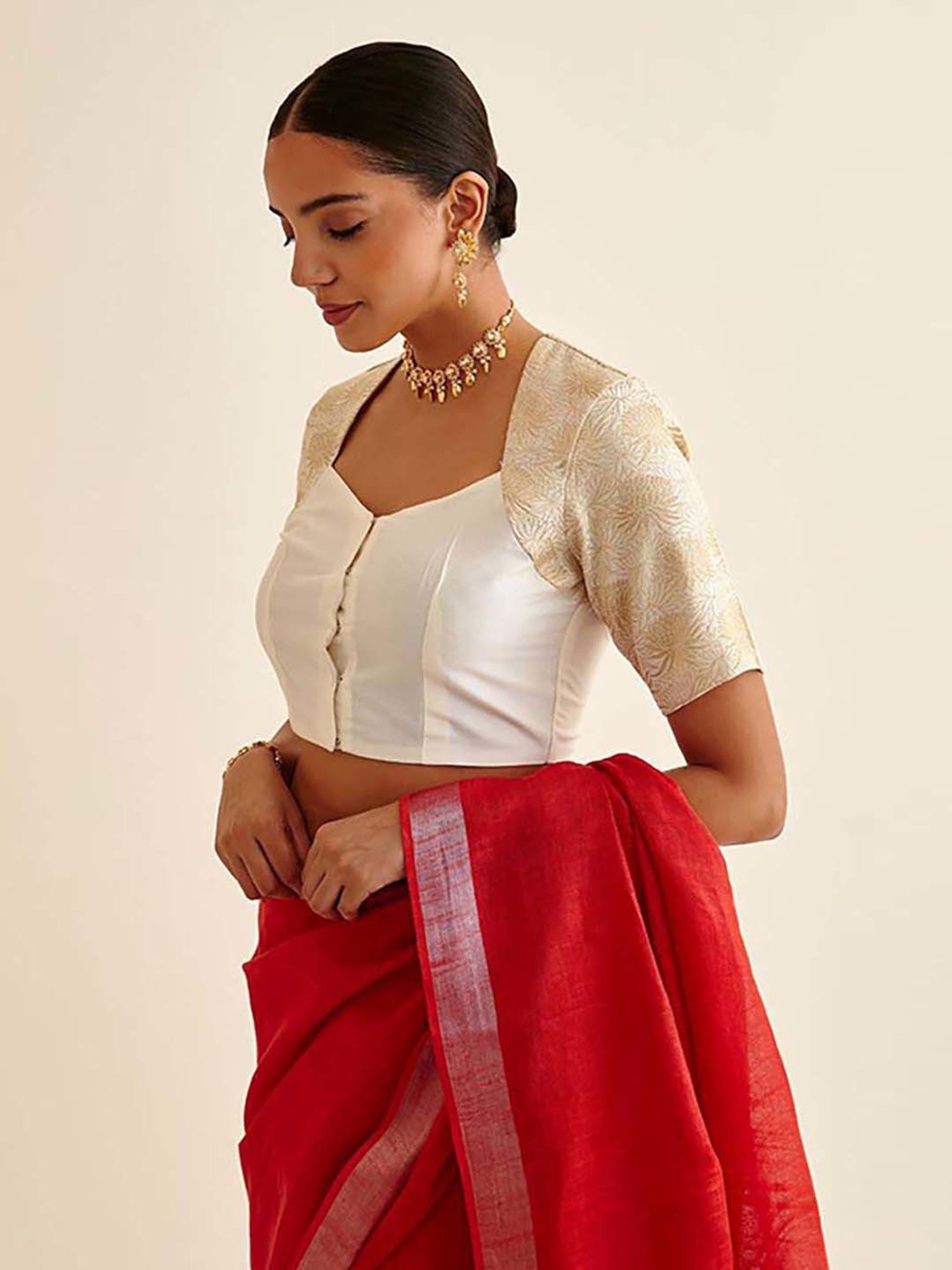 Salwar Studio Red Textured Blouse