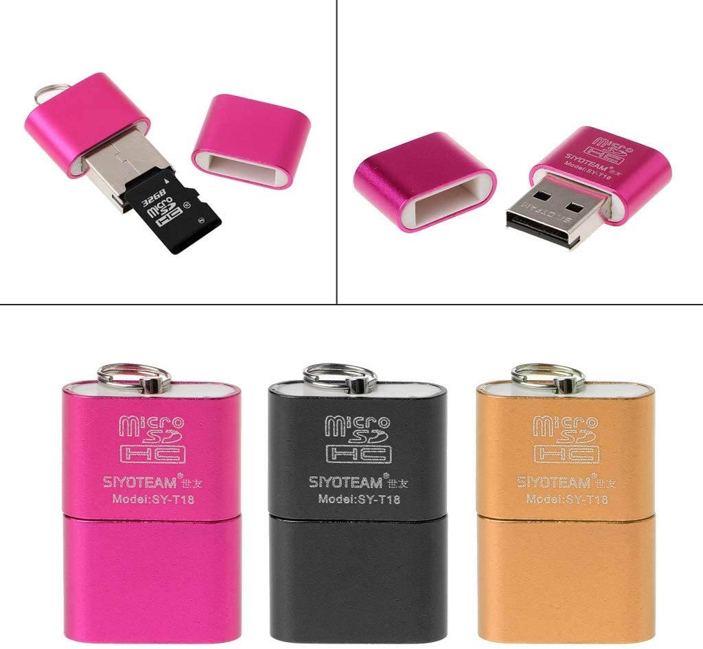 yuanhaourty Universal 2 In1 Memory Card Reader Adapter Portable Mini Aluminum Alloy USB 2.0 A Micro SD TF Compatible with Computer
