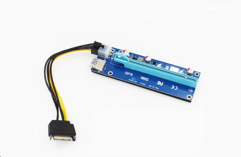 Mining Card, Riser Card, PCIe (PCI Express) 16x to 1x Riser Adapter, USB 3.0 Extension Cable 60cm, 6 pin PCI-E to SATA Power Cable, GPU Riser Adapter, Ethereum Mining Riser Card