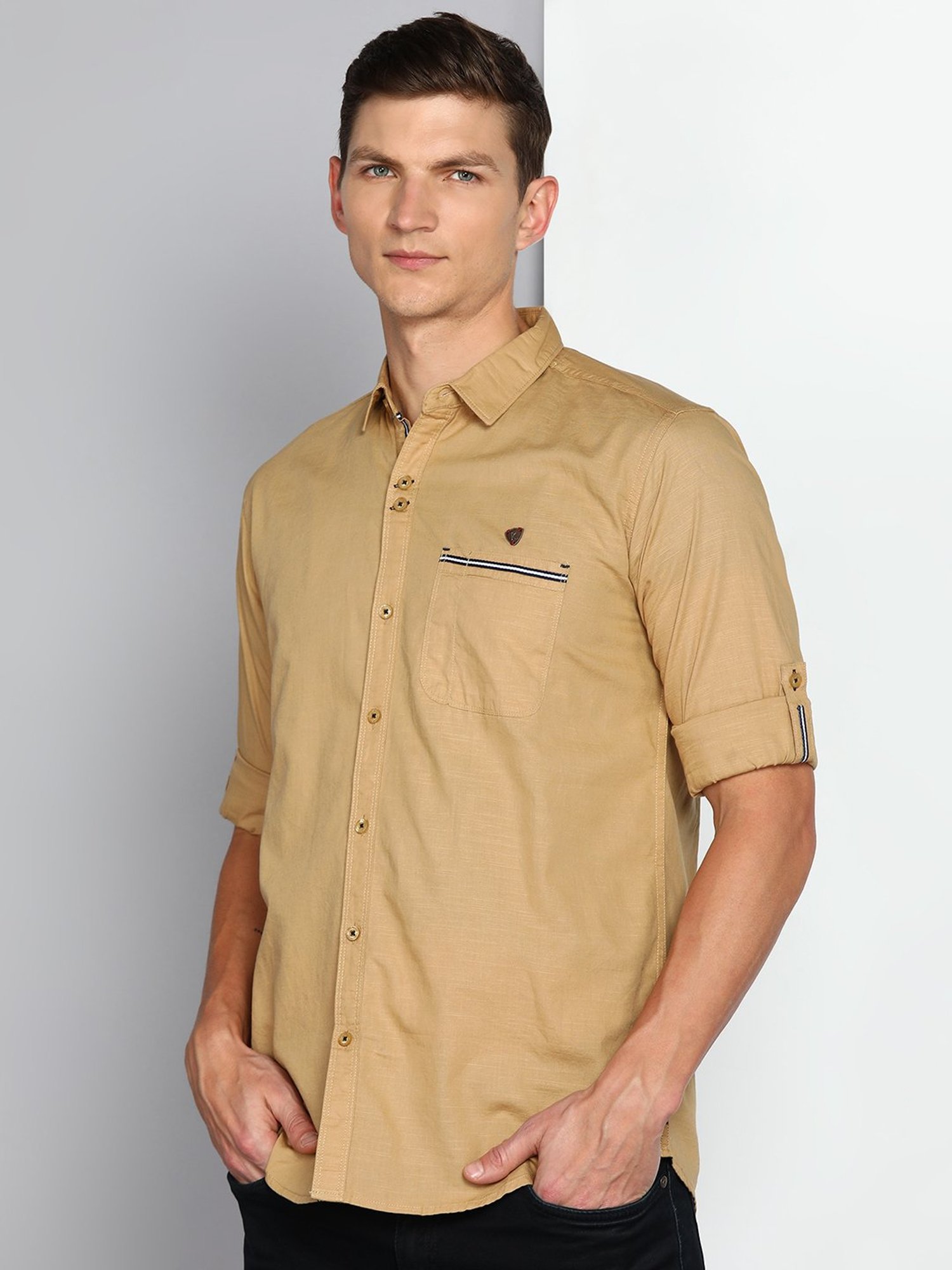 Kuons Avenue Dark Khaki Slim Fit Shirt