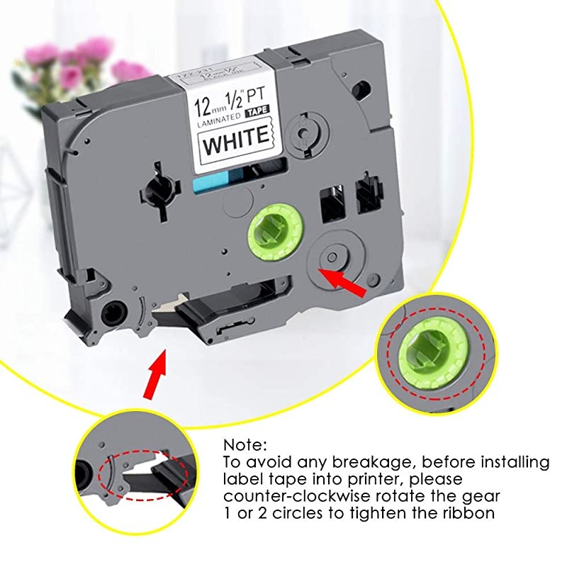 Compatible Label Tape Replacement for TZe231 12mm x 8m Black on White Standard Laminated Labels for Brother PTouch Label Maker PTH110 PTD210 PTD400AD PTD600 12 x 262ft 2Pack