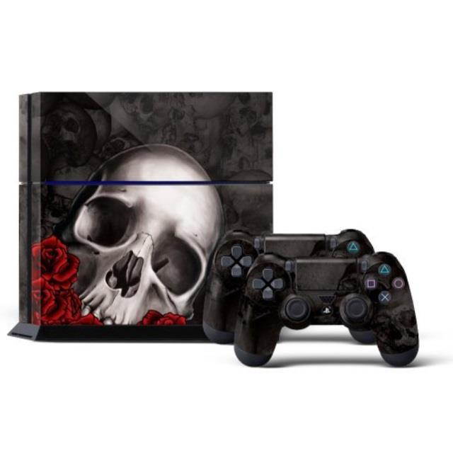 Sony PS4 PlayStation 4 Console Skin plus 2 Controller Skins - Bones Black