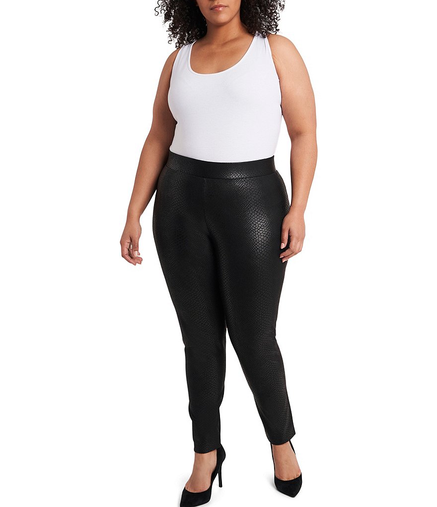 Intro Plus Size Solid Double Knit Tummy Control Leggings