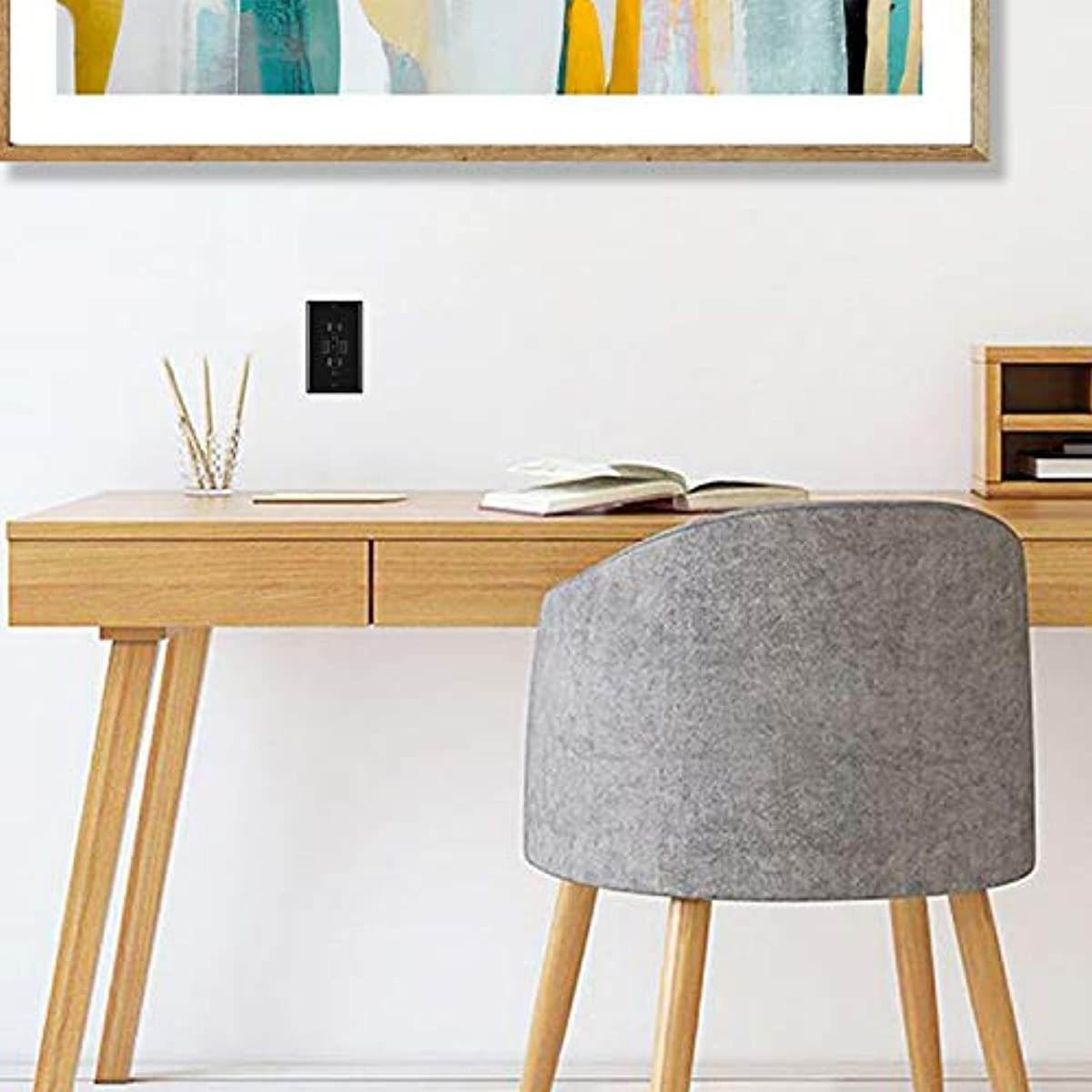 [2 Pack] BESTTEN 4.2A USB Wall Receptacle with 15A Tamper Resistant Outlets, Smart USB Wall Charger with Dual USB Charging Ports, UL Listed, Black