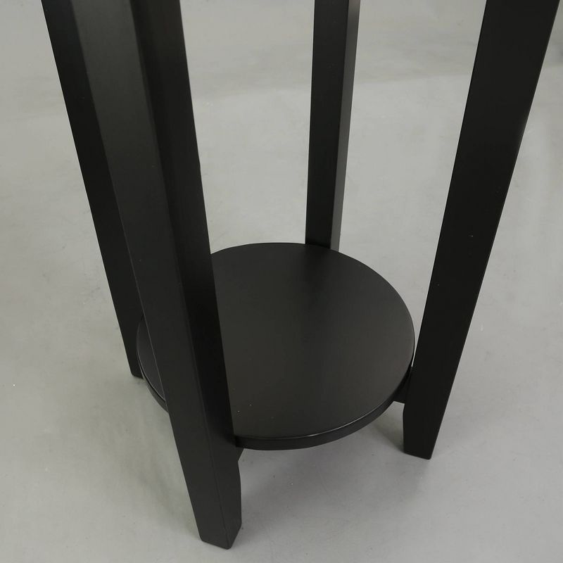 American Oak Top Round End Table Forest Gray/Black - Flora Home