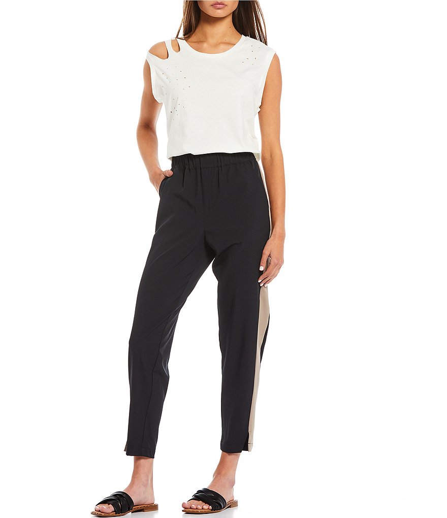 Frayed Carcie High Rise Cropped Tapered Pants