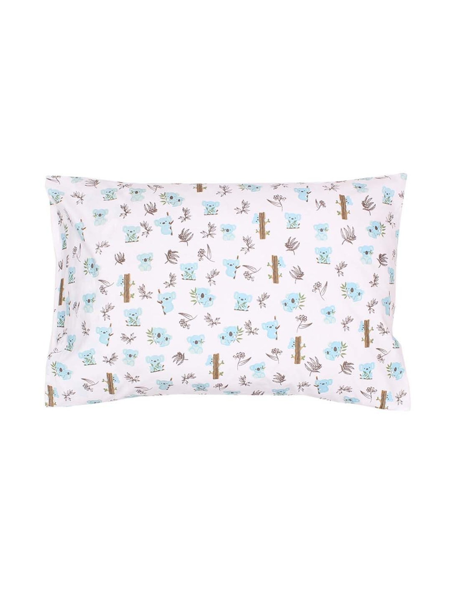 House This Koala Printed Blue Cotton Single Bed Sheet with Pillow Cover