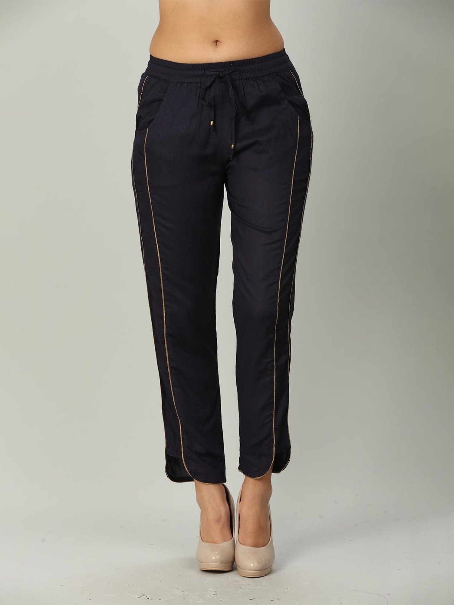 Mustard Navy Regular Fit Pants