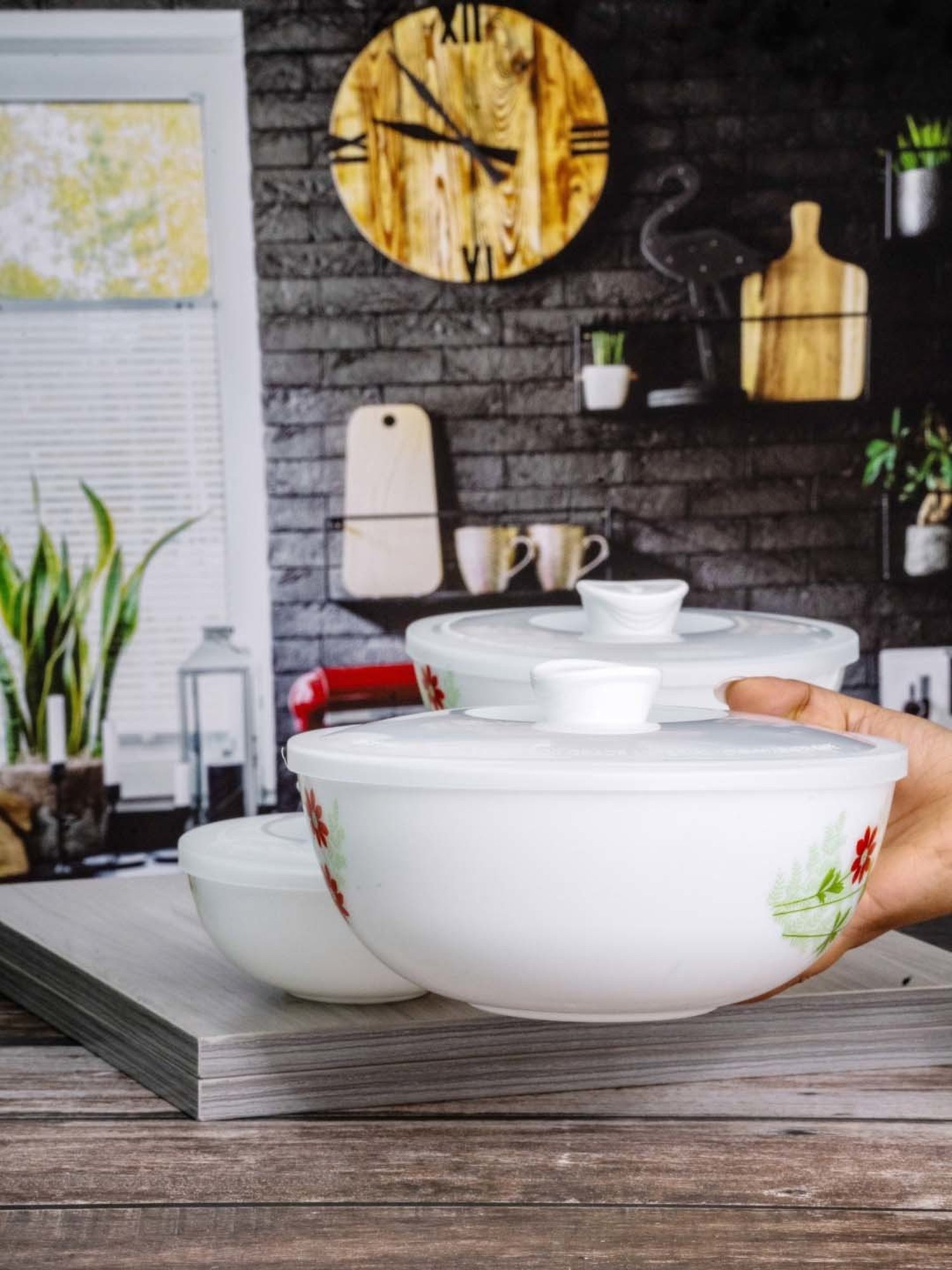 Cello White Opalware 3-Piece Mixing Bowl Set