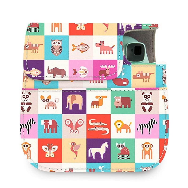 Protective Case Bag Purse Compatible with Mini 9 Mini 8 Mini 8+ Camera, Green Blue Flower