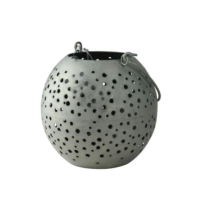 Kaemingk 6.25" Botanic Beauty Gray Zinc Cut-Out Candle Holder Lantern
