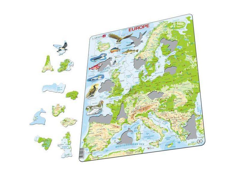 Larsen Puzzles Europe Map with Animals Kids Jigsaw Puzzle - 87pc
