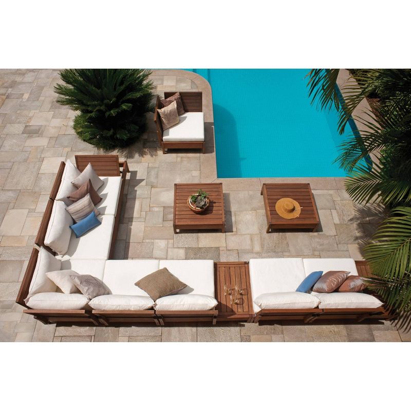 2pc Grass Eucalyptus Wood Outdoor Seating Set - Alaterre Furniture