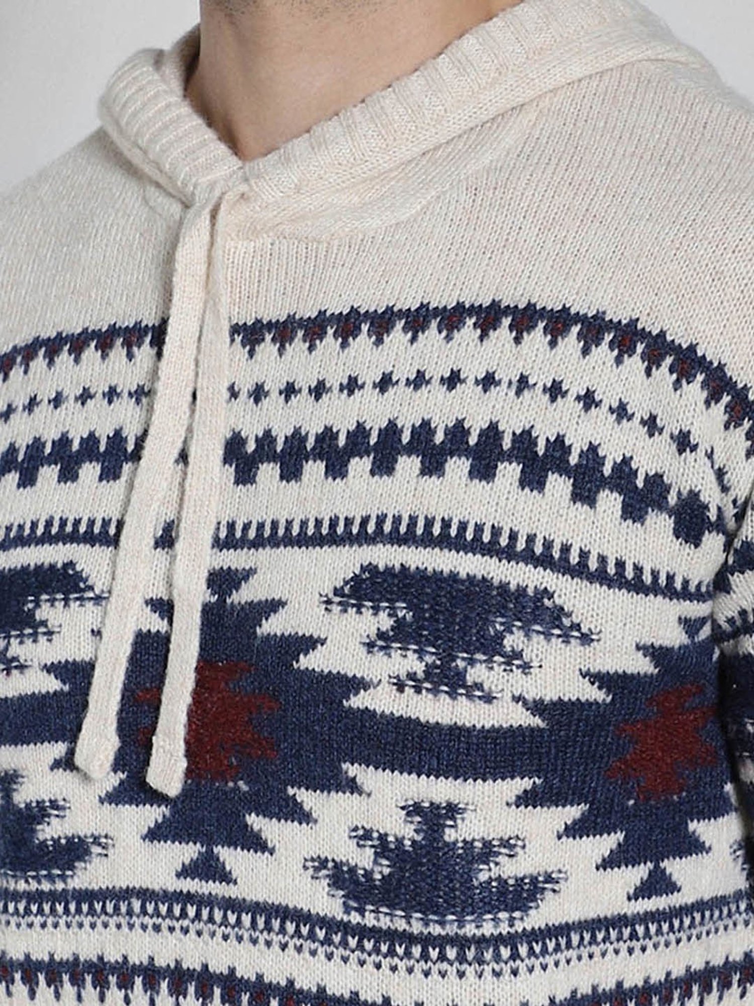 American Eagle Beige Regular Fit Self Pattern Sweater