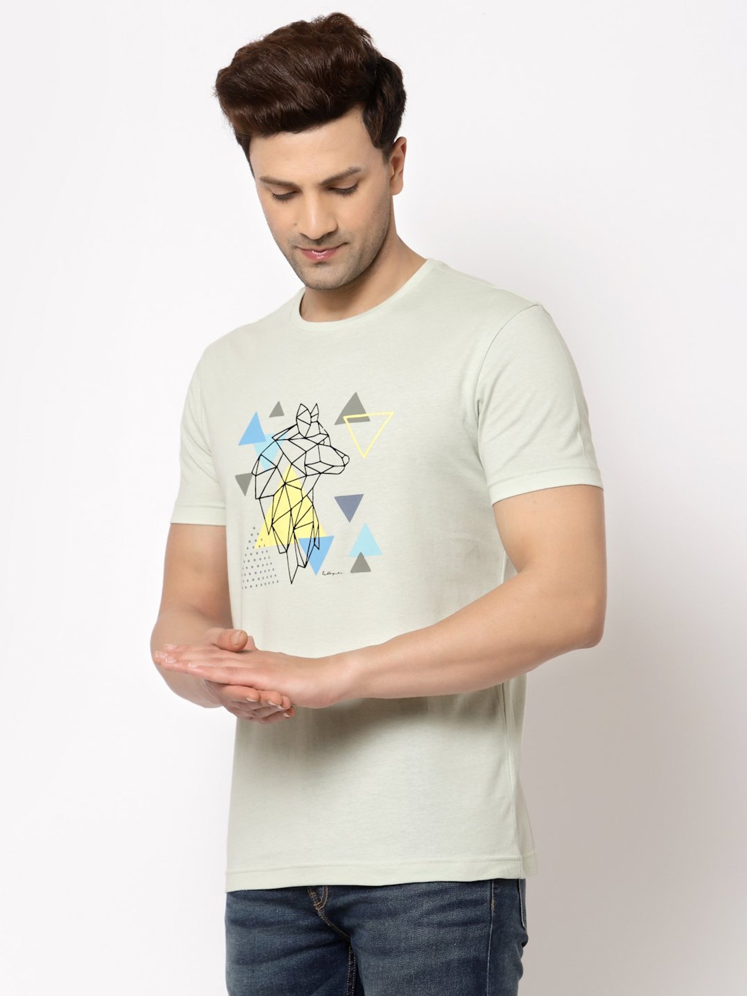 Red Tape Pista Green Regular Fit Cotton Crew T-Shirt