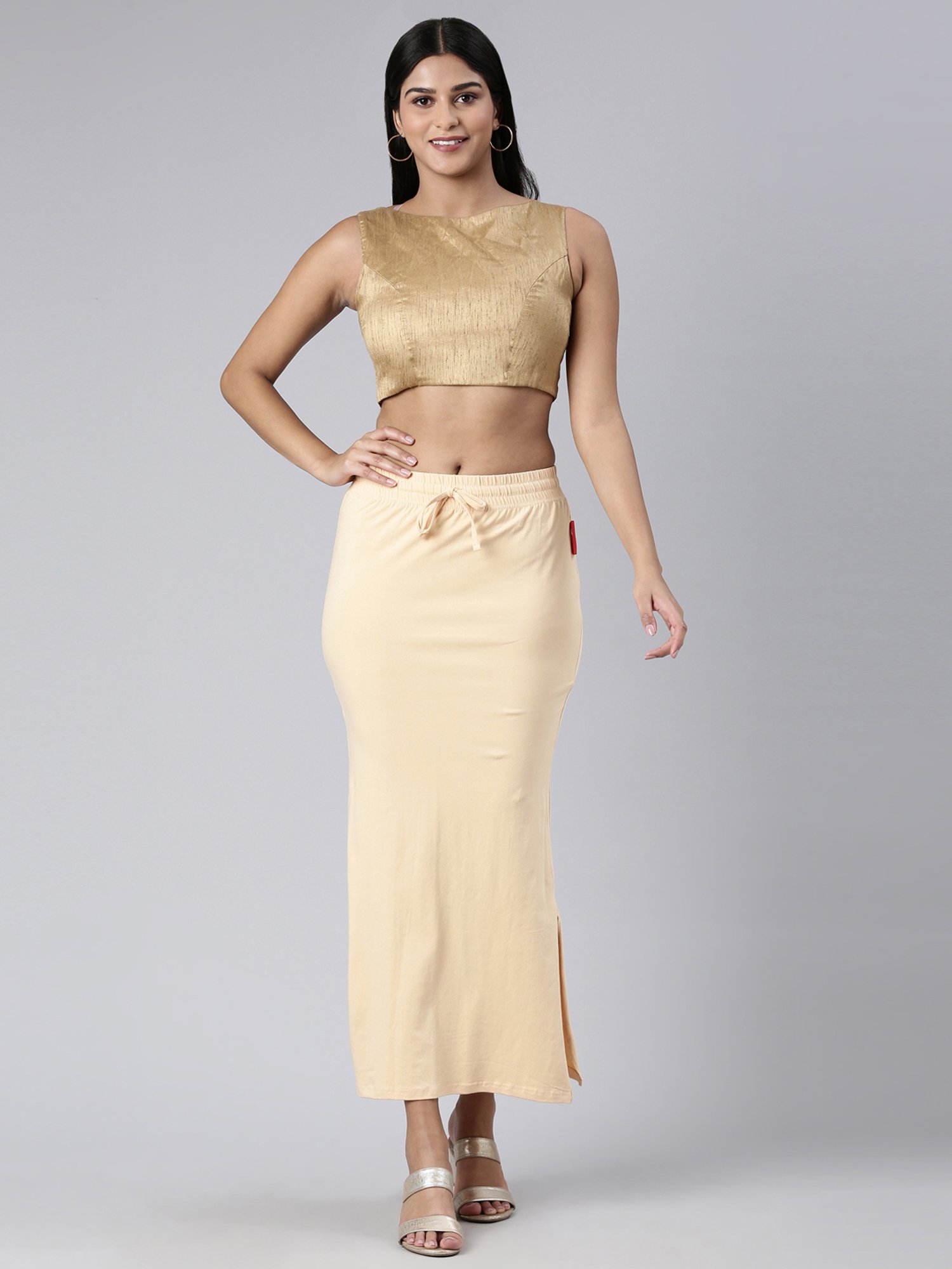 JCSS Cream Cotton Saree Shapewear