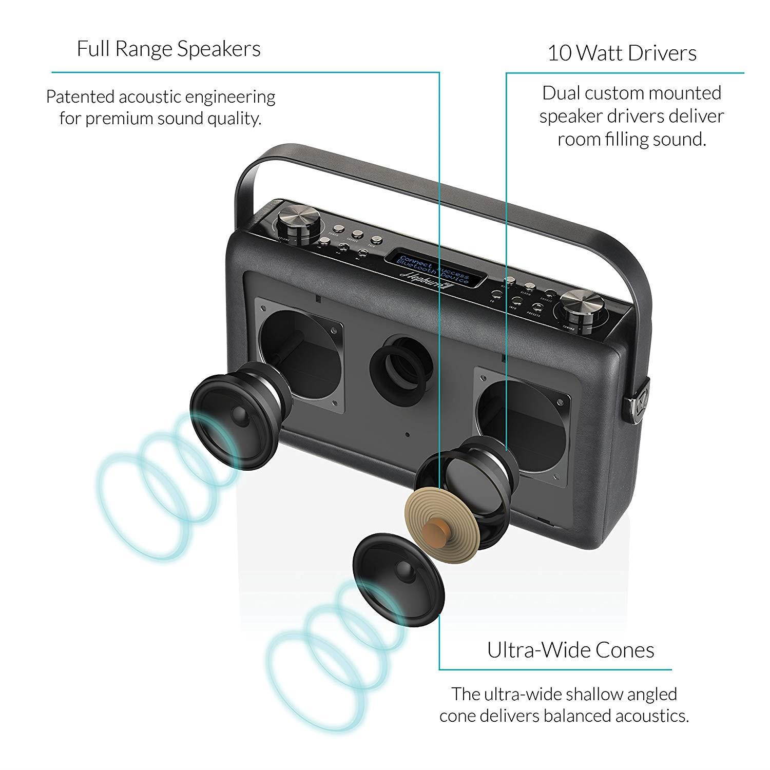 VQ Hepburn Mk II HD Digital Radio with FM, Bluetooth & Alarm Clock &ndash; Black