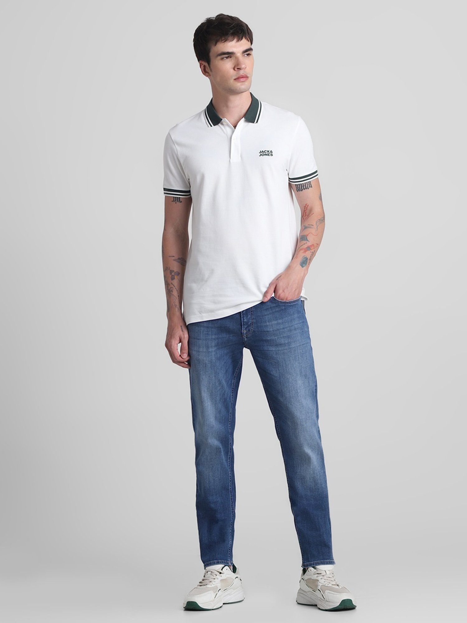 Jack & Jones Cloud Dancer Cotton Slim Fit Polo T-Shirt