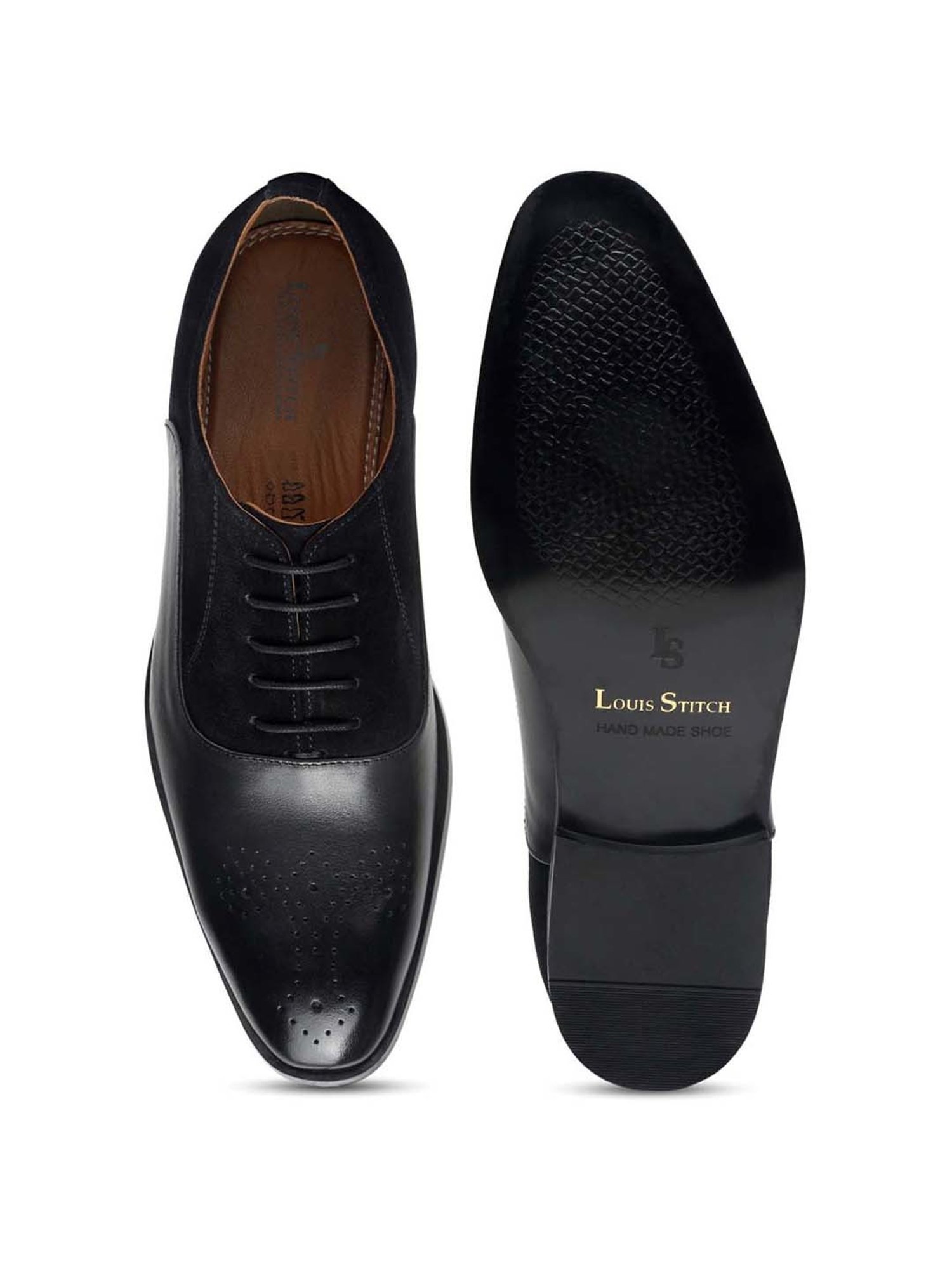 Louis Stitch Men's Obsidian Black Brogue Shoes