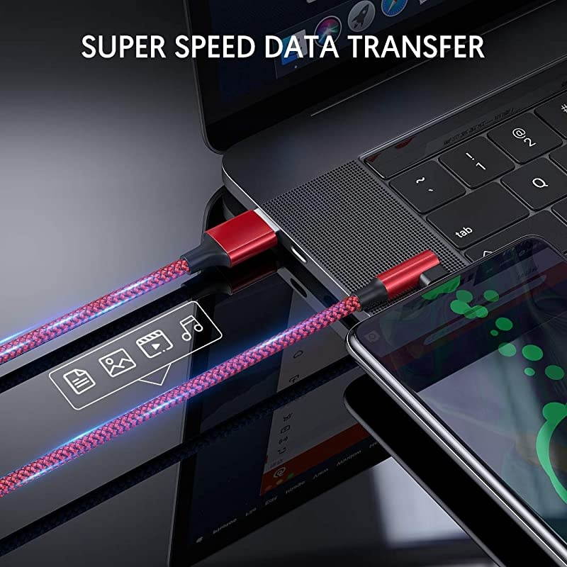 Micro USB Cable 90 Degree Right Angle 3 Pack 10FT Fast Charging Cable Quick Charger  High Speed Android Charging Cords for Galaxy S7 S6 J8 J7 Note 5KindleLGPS4Camera Red