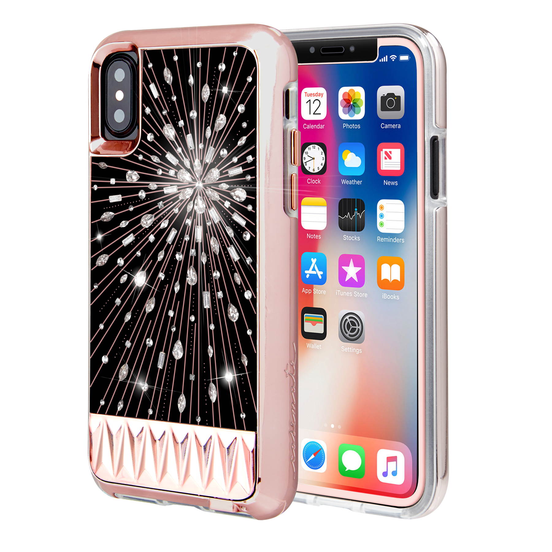 Case-Mate Bundle Screen Protector and Luminescent Case for iPhone Xs / X - Rose Gold
