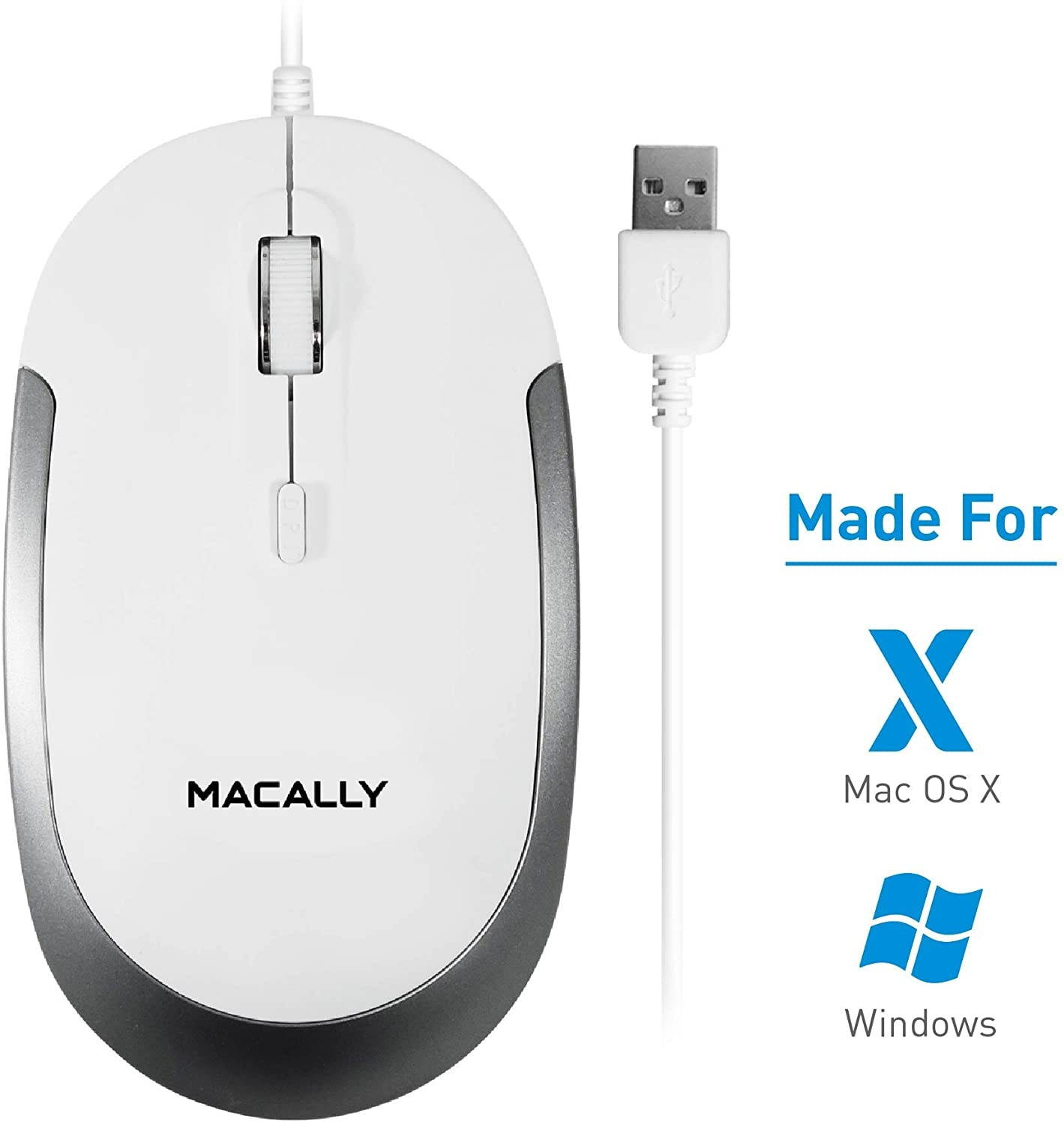 Macally Wired Mac Keyboard and a Silent Mouse with Adjustable DPI, Upgrade Your Workspace