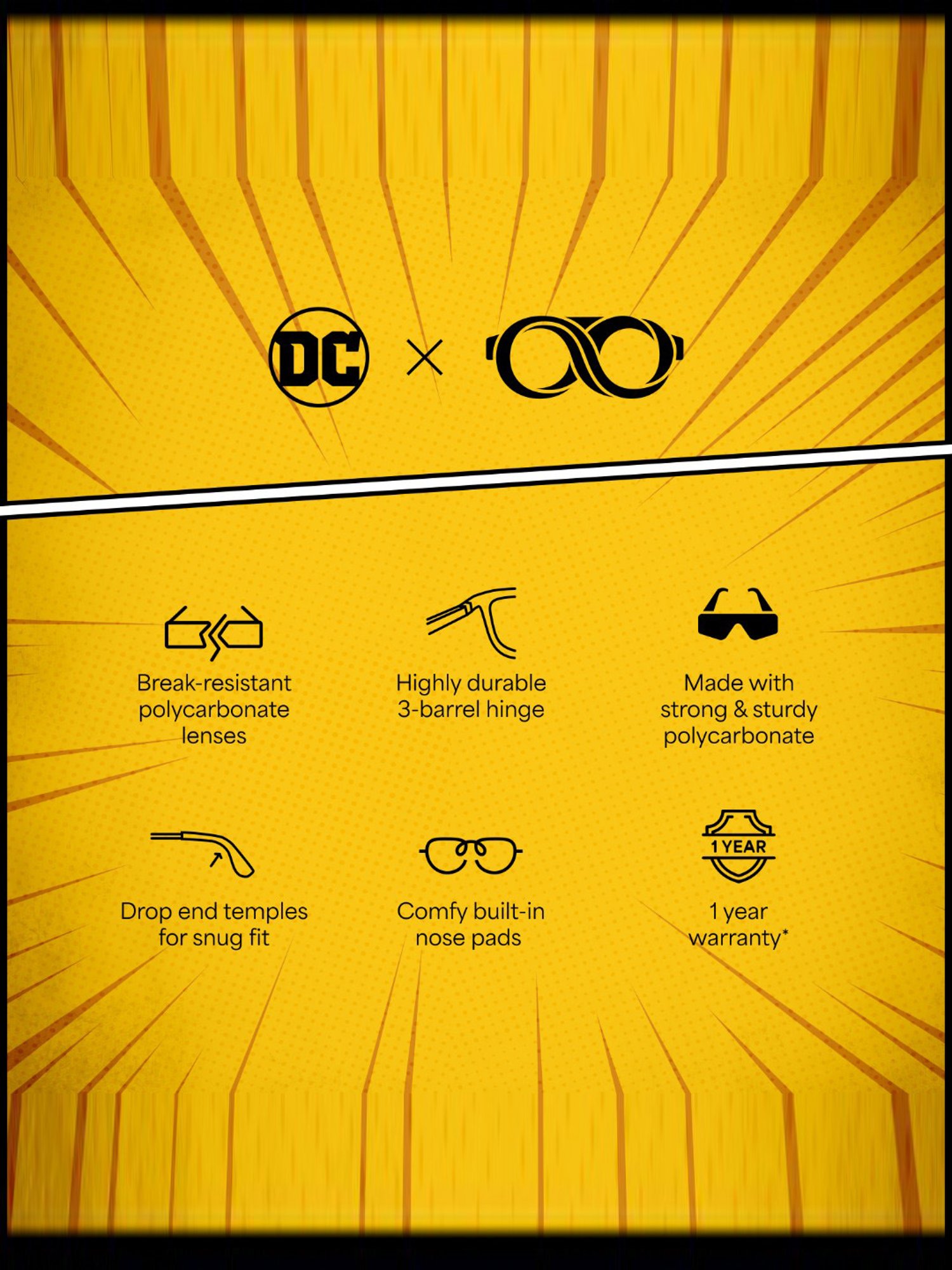 Hooper Batman Blue Square UV Protection Sunglasses for Kids