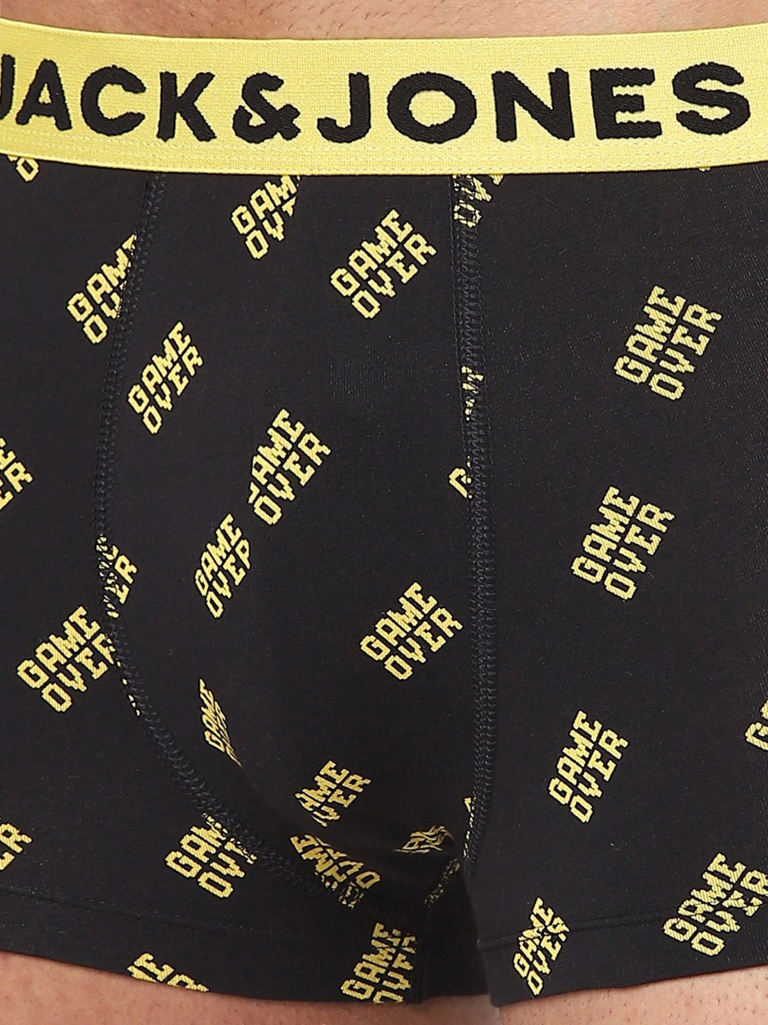 Jack & Jones Black & Yellow Printed Trunks-Pack of Two