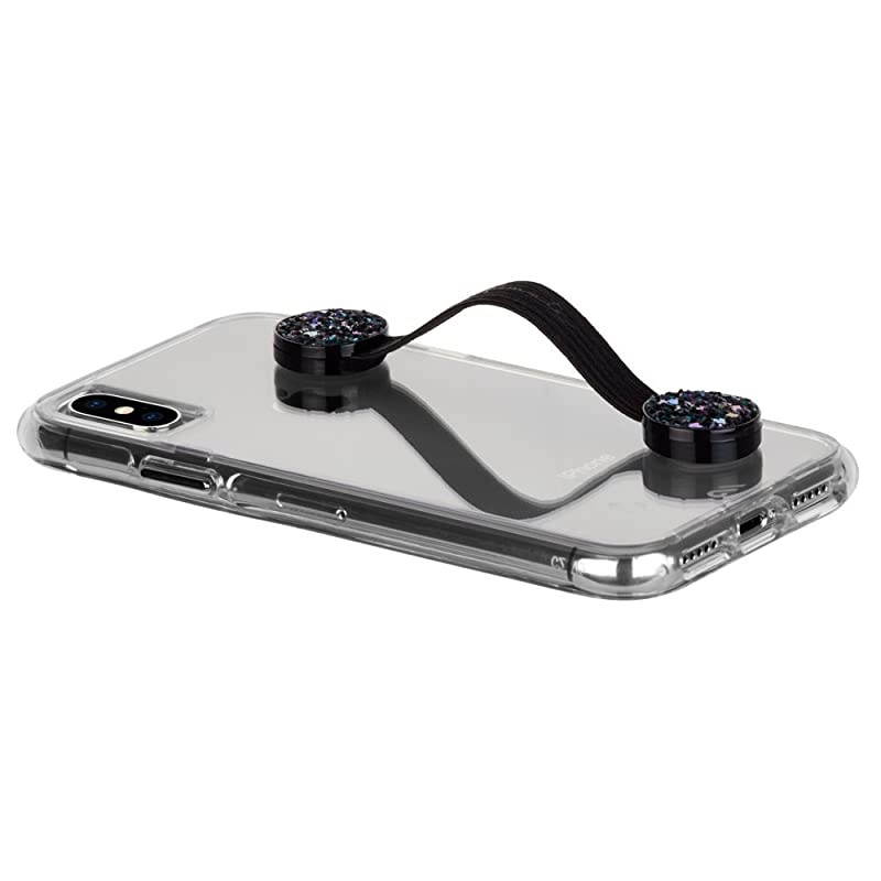 STRAPS Sparkly Phone Grip Phone Strap Black Glitter